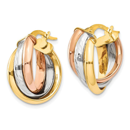 14K Tricolor Poliert Stecker Creole Ohrring