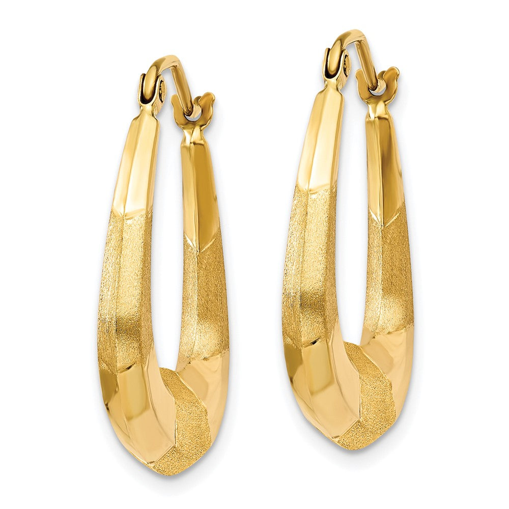 14K Gelbgold Poliert, Satiniert und Diamantiert Creolen