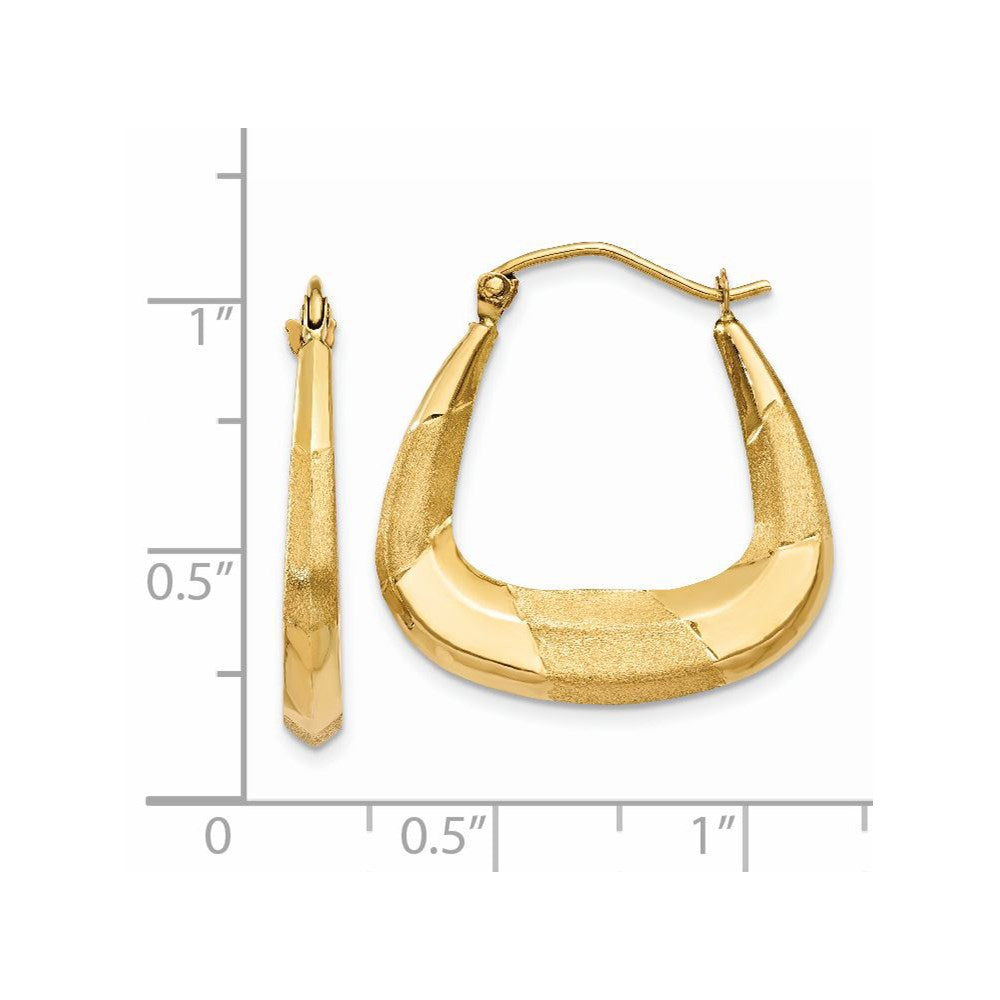 14K Gelbgold Poliert, Satiniert und Diamantiert Creolen