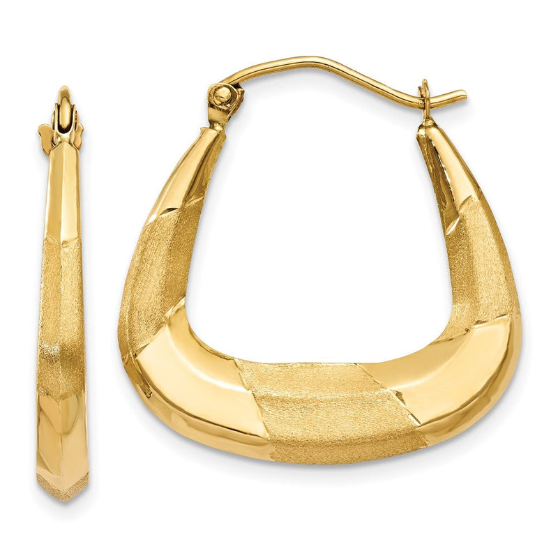14K Gelbgold Poliert, Satiniert und Diamantiert Creolen