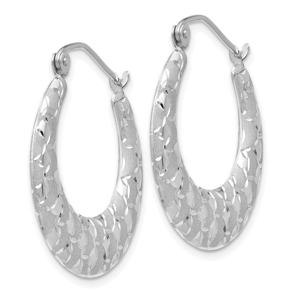 14K Weißgold Satiniert und Diamantiert Creolen
