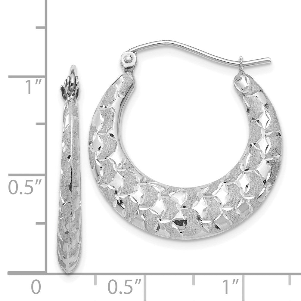 14K Weißgold Satiniert und Diamantiert Creolen