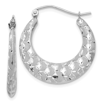 14K Weißgold Satiniert und Diamantiert Creolen