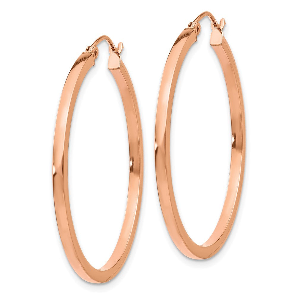 14K Roségold Leicht Quadratisch Röhre Creolen