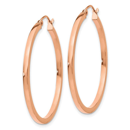 14K Roségold Leicht Quadratisch Röhre Creolen