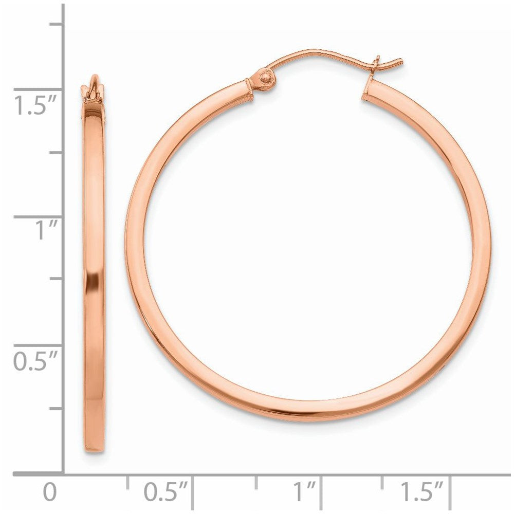 14K Roségold Leicht Quadratisch Röhre Creolen