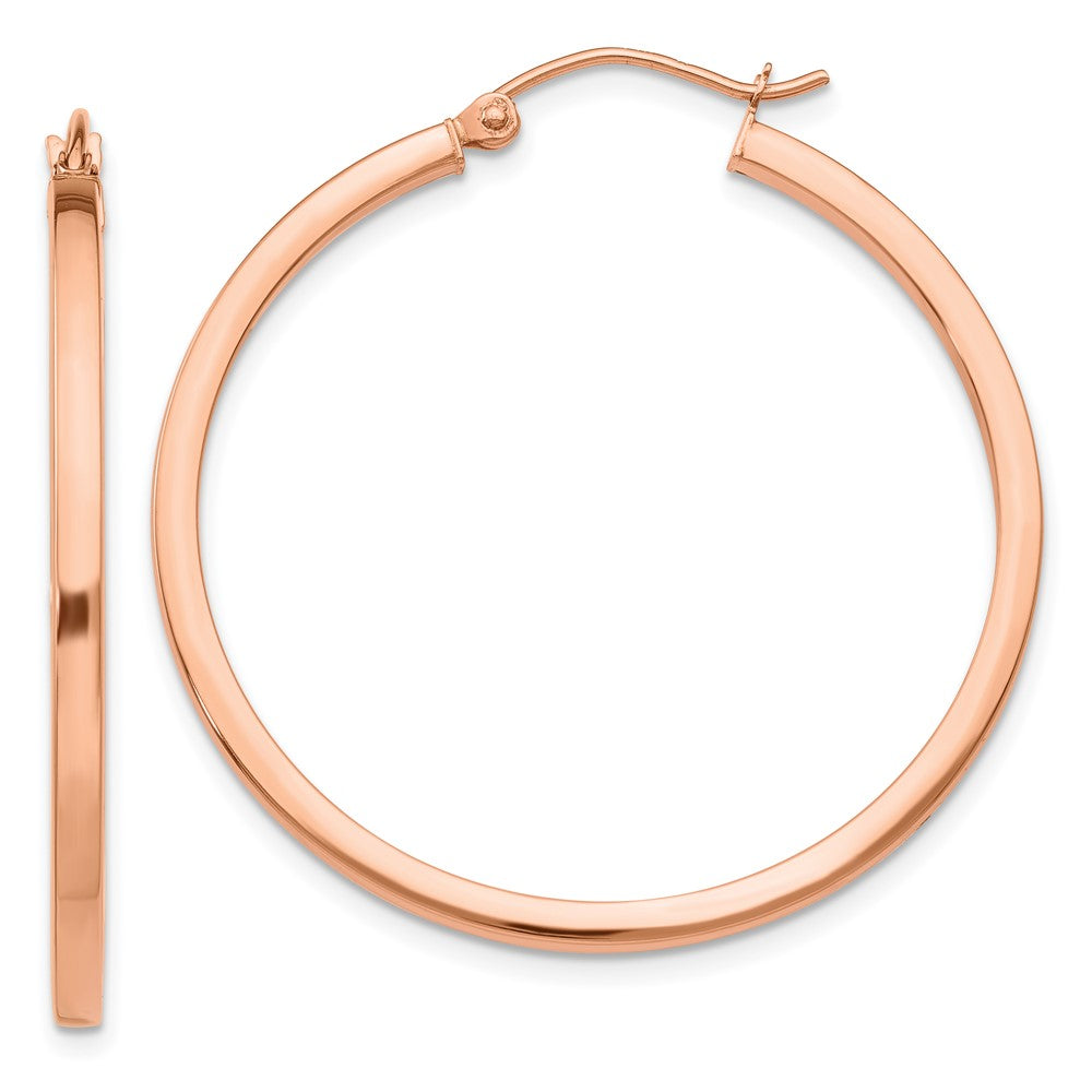 14K Roségold Leicht Quadratisch Röhre Creolen