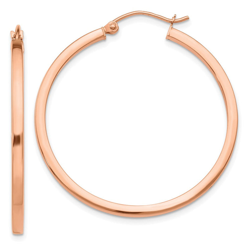 14K Roségold Leicht Quadratisch Röhre Creolen