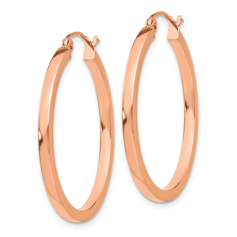 14K Roségold Leicht Quadratisch Röhre Creolen