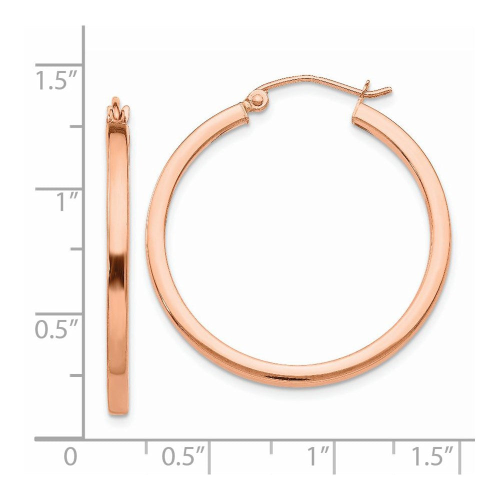 14K Roségold Leicht Quadratisch Röhre Creolen