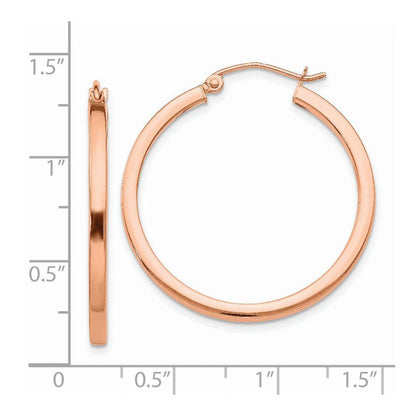 14K Roségold Leicht Quadratisch Röhre Creolen