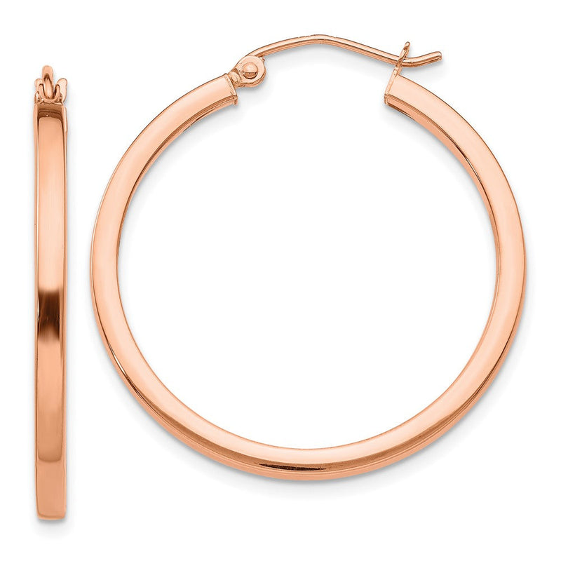 14K Roségold Leicht Quadratisch Röhre Creolen