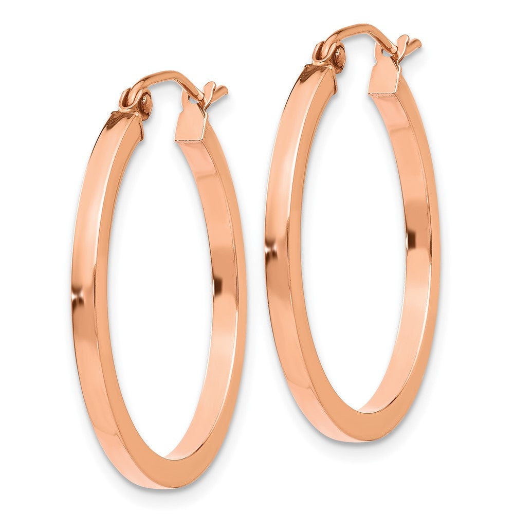 14K Roségold Leicht Quadratisch Röhre Creolen