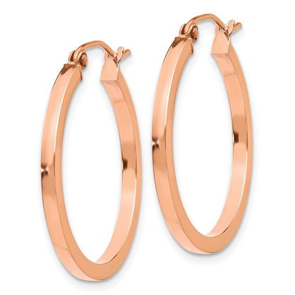 14K Roségold Leicht Quadratisch Röhre Creolen