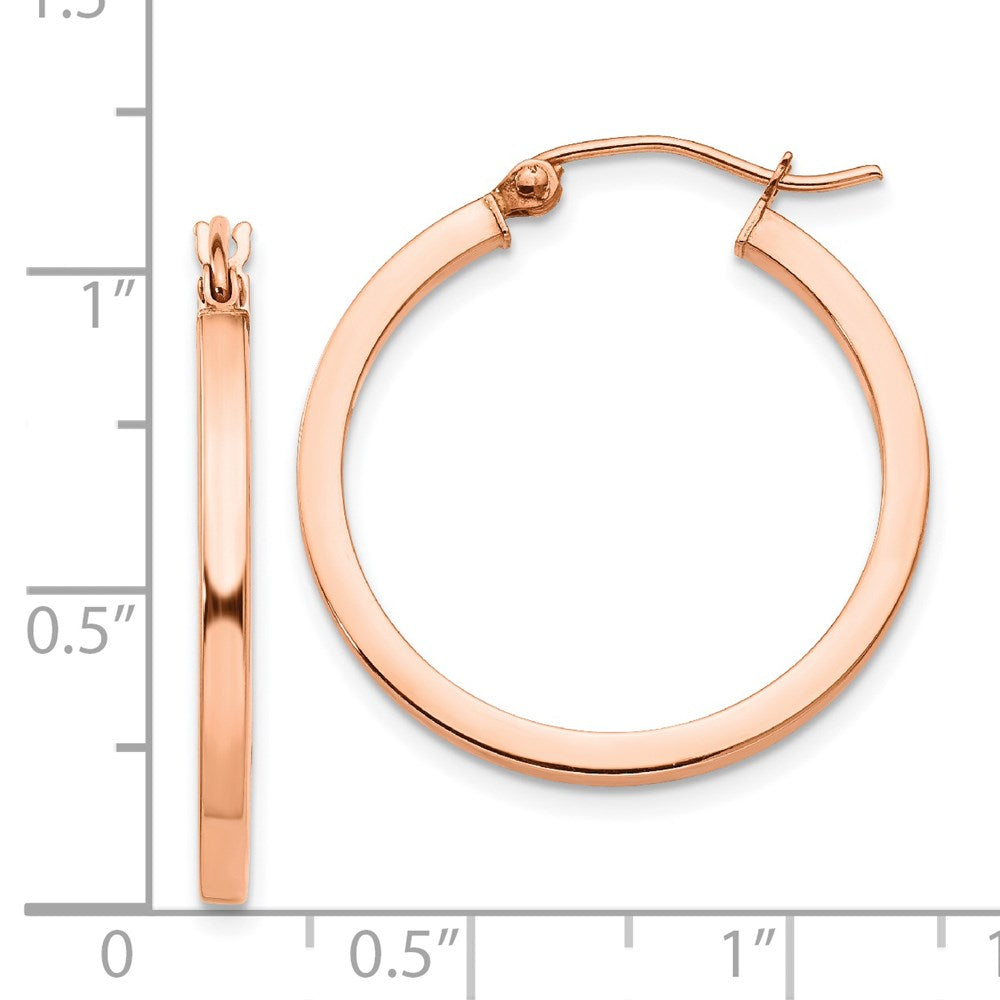 14K Roségold Leicht Quadratisch Röhre Creolen