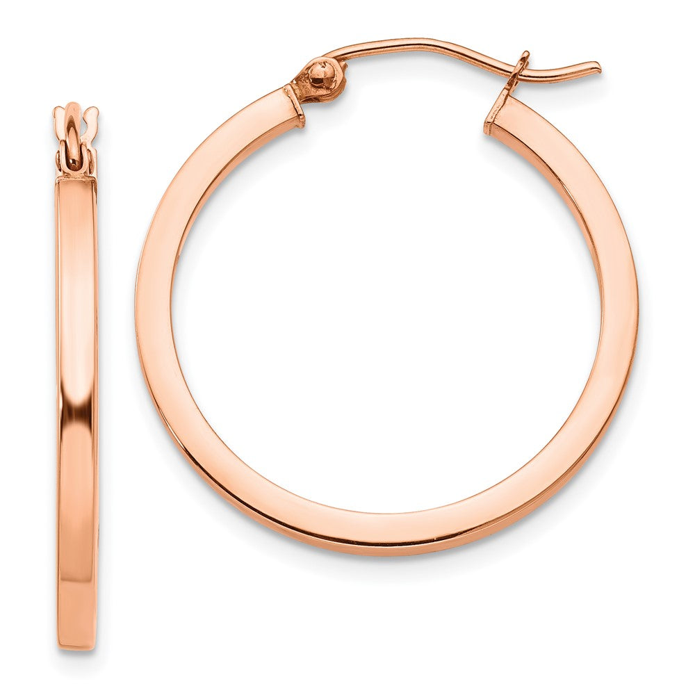 14K Roségold Leicht Quadratisch Röhre Creolen