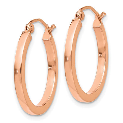 14K Roségold Leicht Quadratisch Röhre Creolen