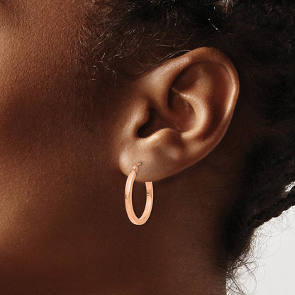 14K Roségold Leicht Quadratisch Röhre Creolen