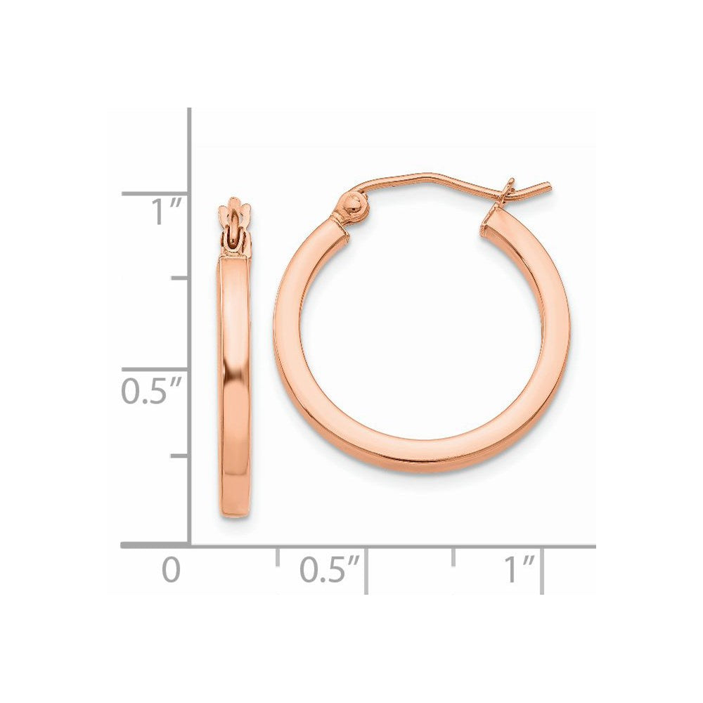 14K Roségold Leicht Quadratisch Röhre Creolen
