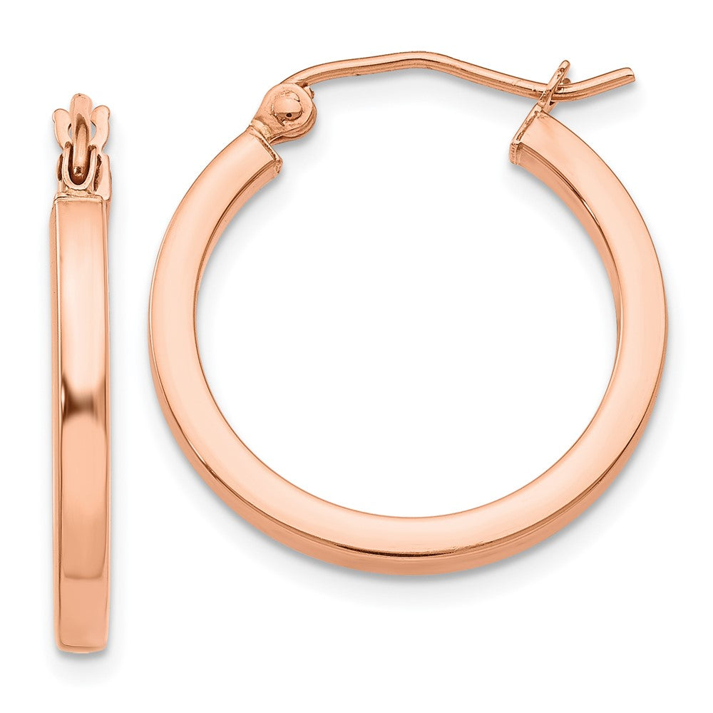 14K Roségold Leicht Quadratisch Röhre Creolen