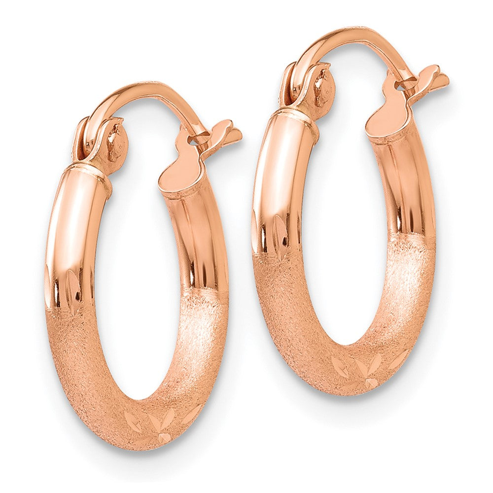 14K Roségold Leicht Satiniert Diamantiert Creolen
