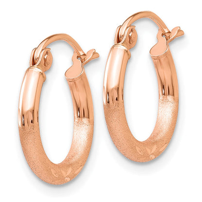 14K Roségold Leicht Satiniert Diamantiert Creolen