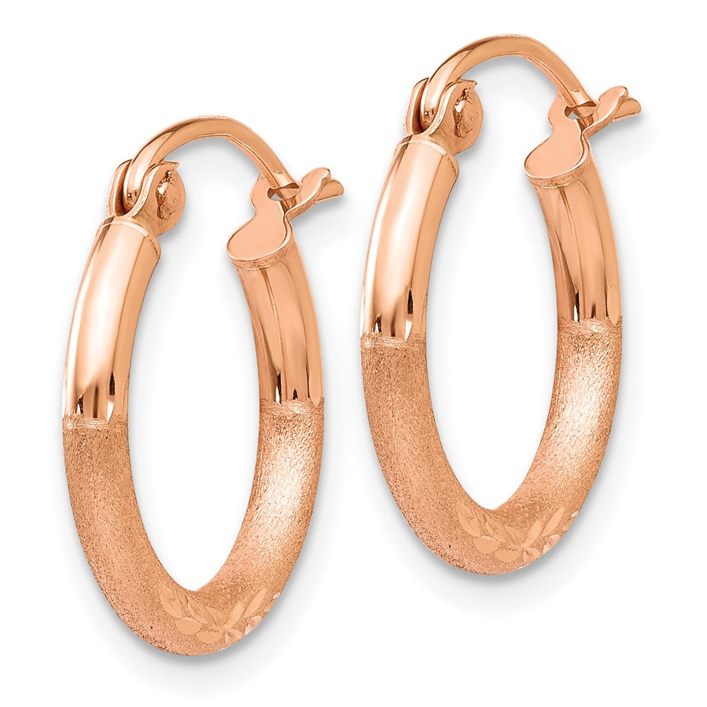 14K Roségold Leicht Satiniert Diamantiert Creolen