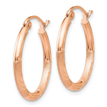 14K Roségold Leicht Satiniert Diamantiert Creolen