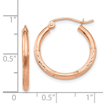 14K Roségold Leicht Satiniert Diamantiert Creolen