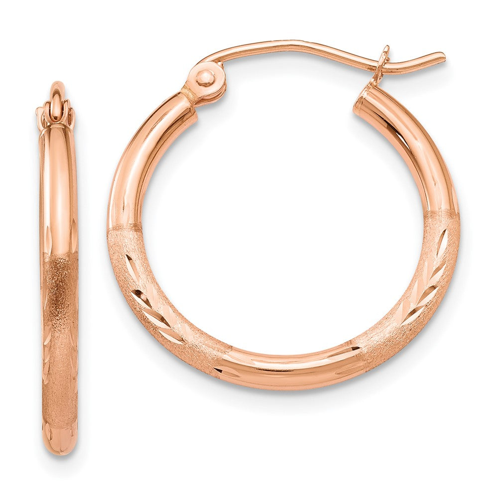 14K Roségold Leicht Satiniert Diamantiert Creolen
