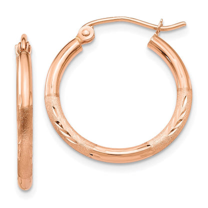 14K Roségold Leicht Satiniert Diamantiert Creolen