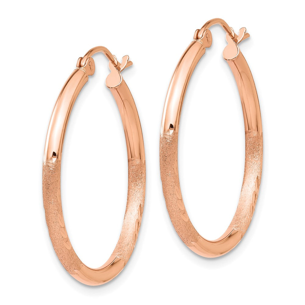 14K Roségold Leicht Satiniert Diamantiert Creolen