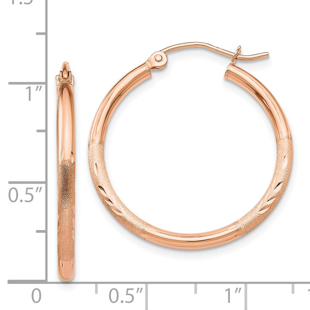 14K Roségold Leicht Satiniert Diamantiert Creolen