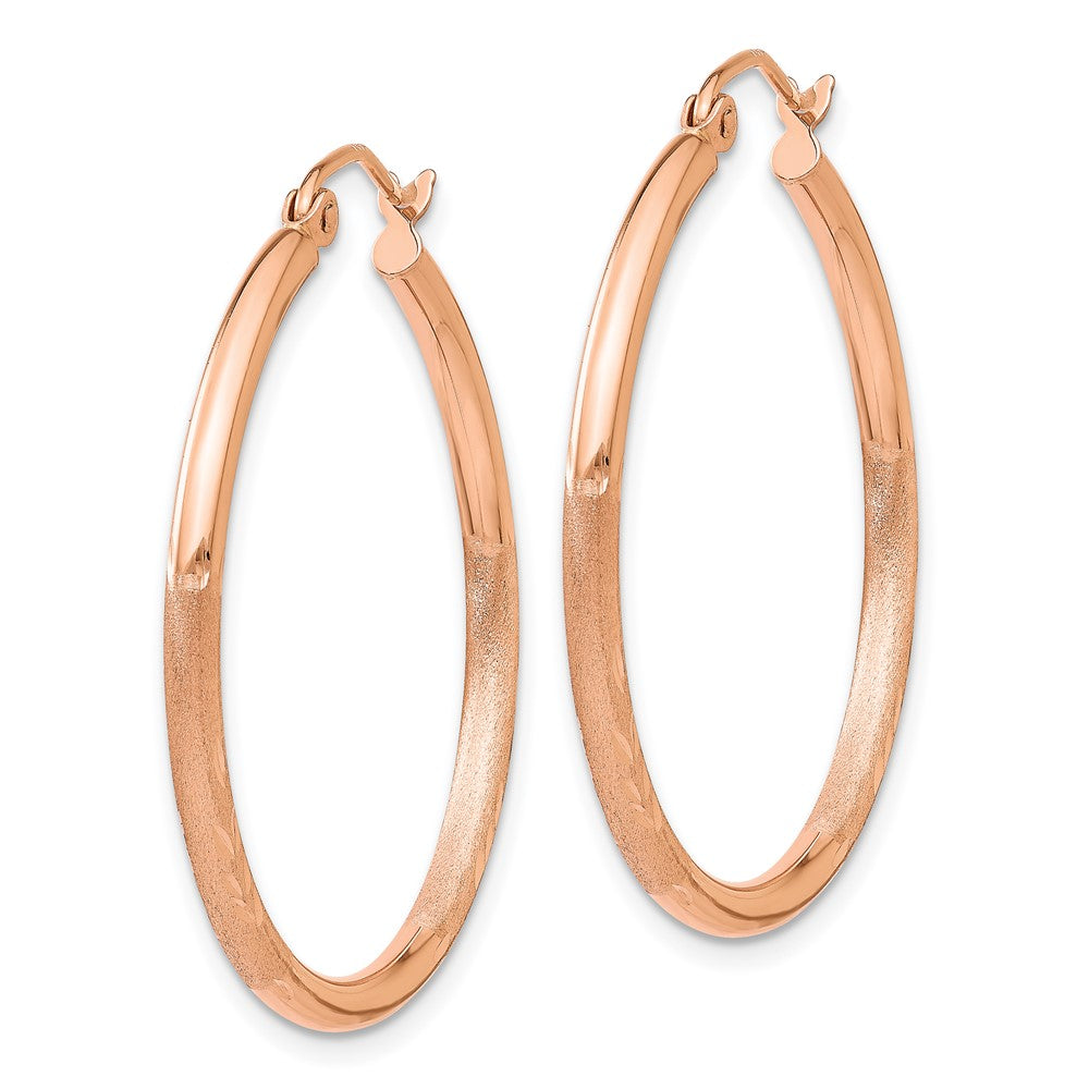 14K Roségold Leicht Satiniert Diamantiert Creolen