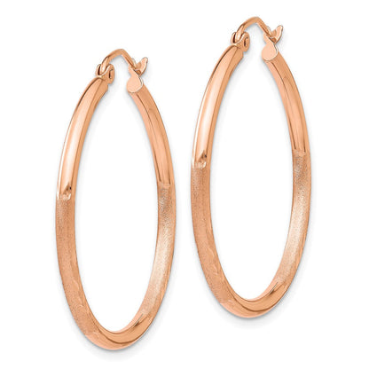 14K Roségold Leicht Satiniert Diamantiert Creolen