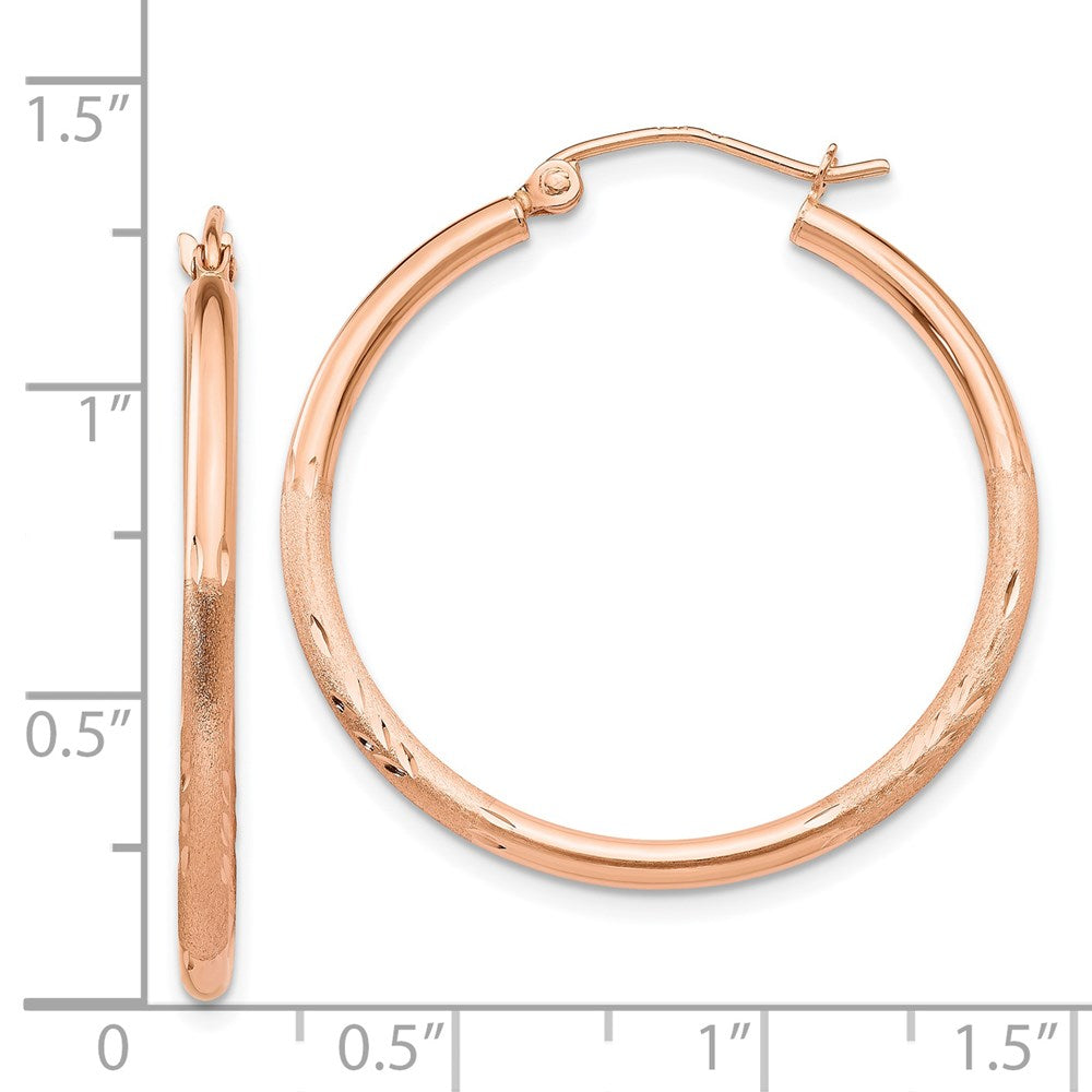 14K Roségold Leicht Satiniert Diamantiert Creolen