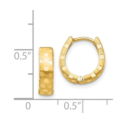 14K Gelbgold Diamantiert 4mm Gemustert Klappbar Creolen