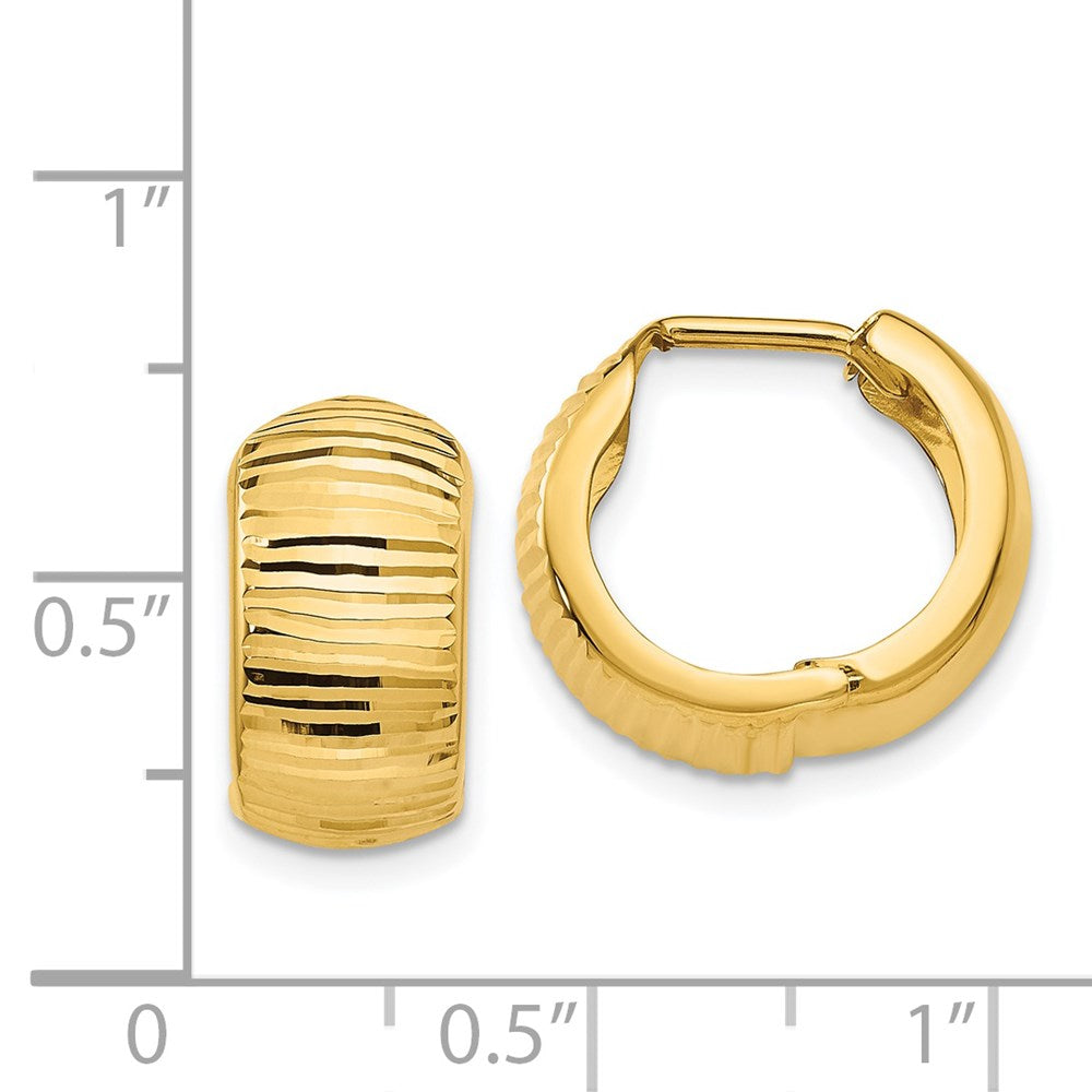 14K Gelbgold Strukturiert und Poliert Klappbar Creolen