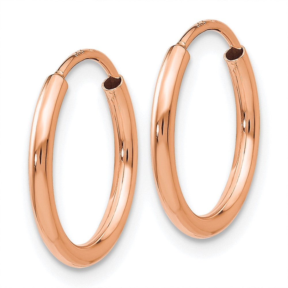 14K Roségold Poliert Endlos Röhre Creolen