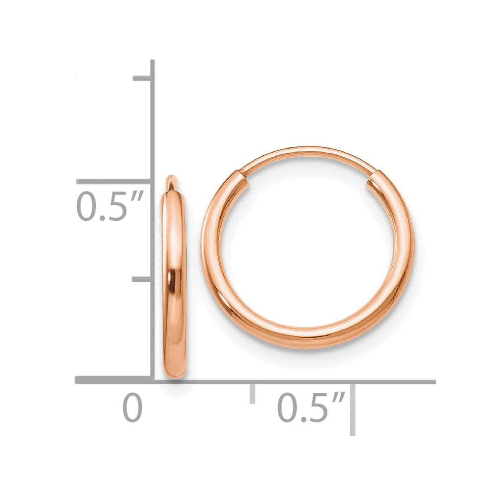 14K Roségold Poliert Endlos Röhre Creolen