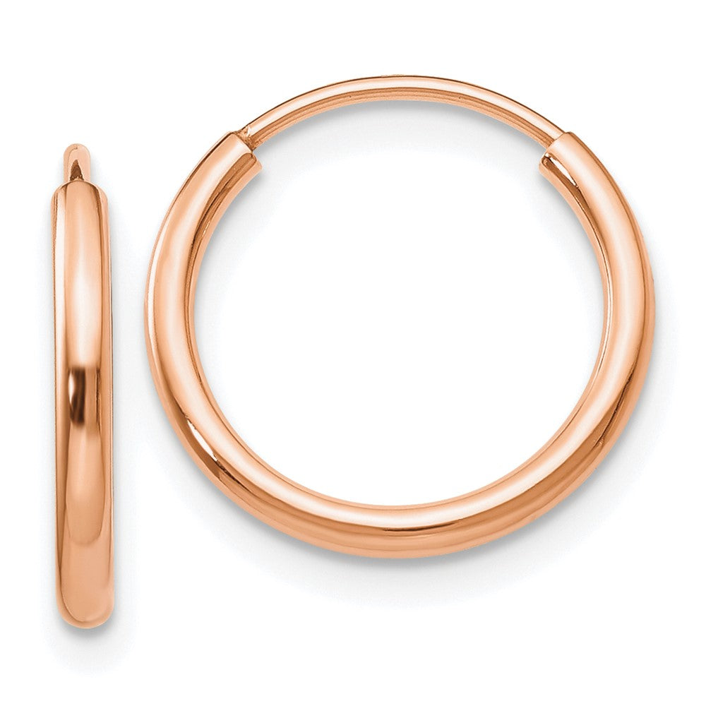 14K Roségold Poliert Endlos Röhre Creolen