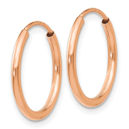 14K Roségold Poliert Endlos Röhre Creolen
