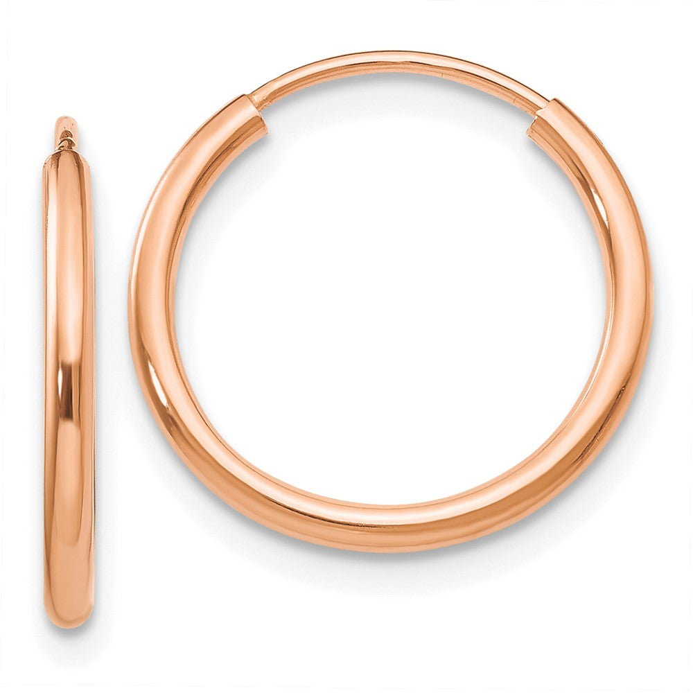 14K Roségold Poliert Endlos Röhre Creolen