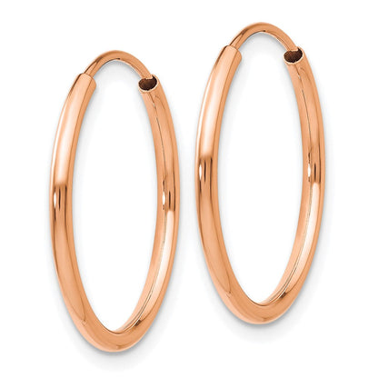 14K Roségold Poliert Endlos Röhre Creolen