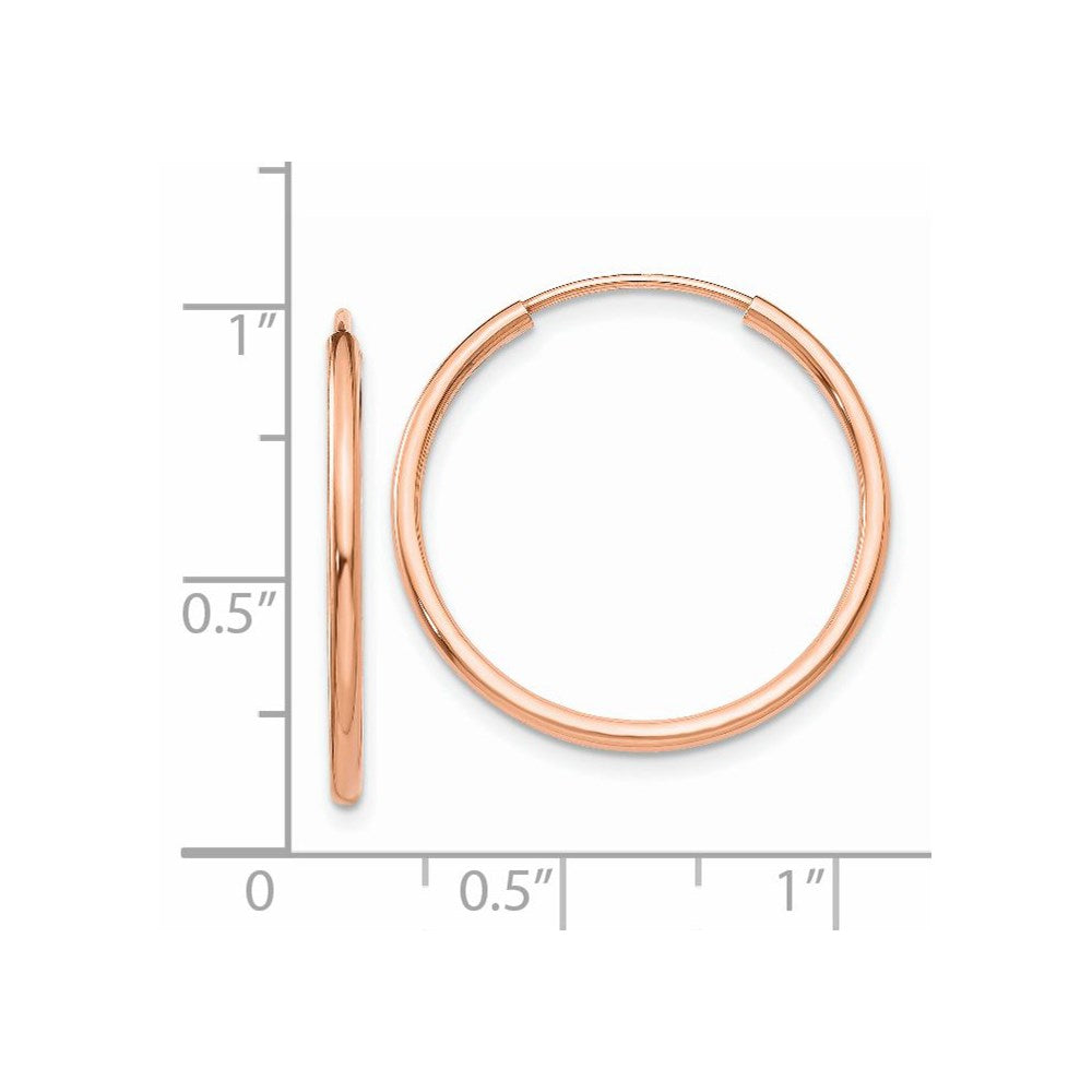 14K Roségold Poliert Endlos Röhre Creolen