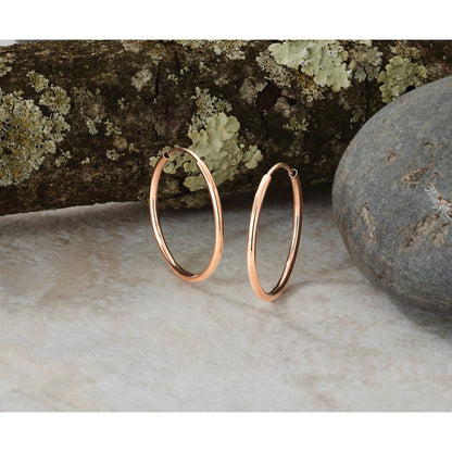 14K Roségold Poliert Endlos Röhre Creolen