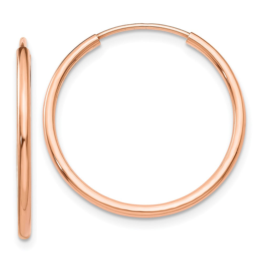 14K Roségold Poliert Endlos Röhre Creolen