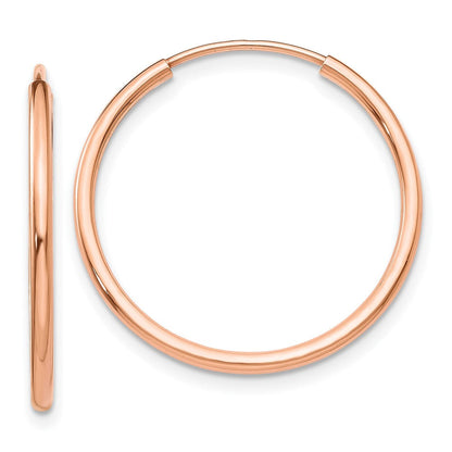 14K Roségold Poliert Endlos Röhre Creolen