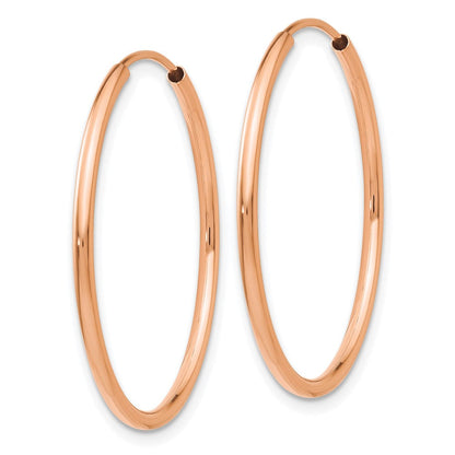 14K Roségold Poliert Endlos Röhre Creolen