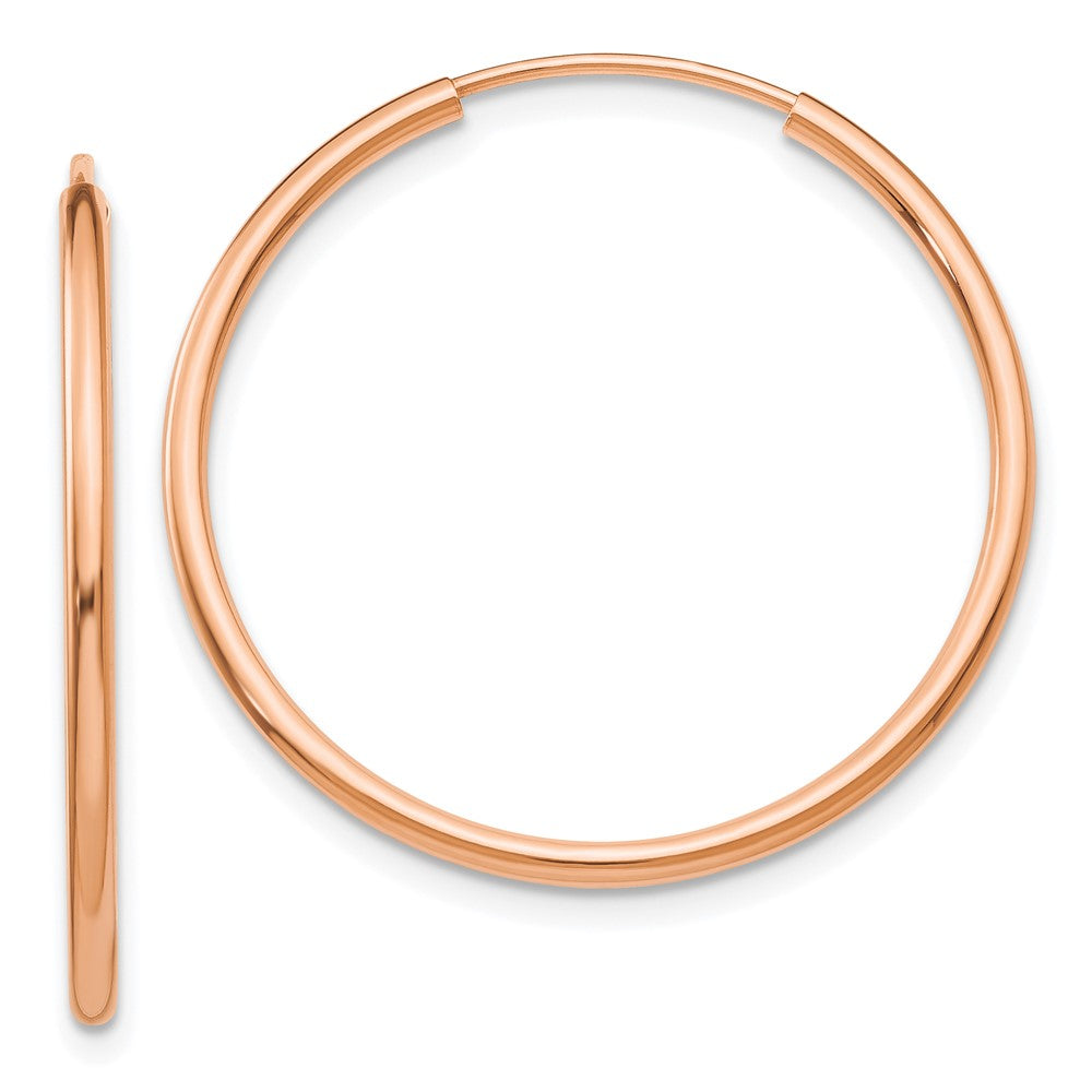 14K Roségold Poliert Endlos Röhre Creolen